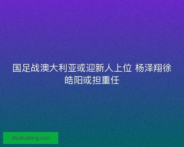 国足战澳大利亚或迎新人上位 杨泽翔徐皓阳或担重任