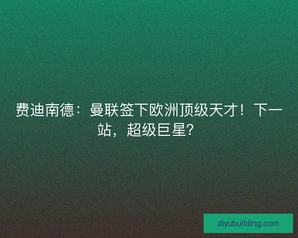 费迪南德：曼联签下欧洲顶级天才！下一站，超级巨星？